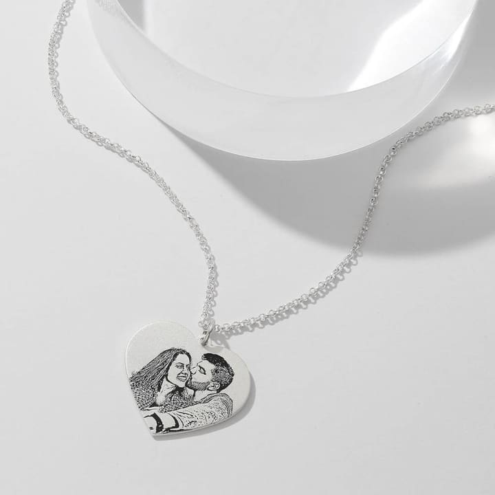 Photo Engraved Heart Memorial Necklace 5