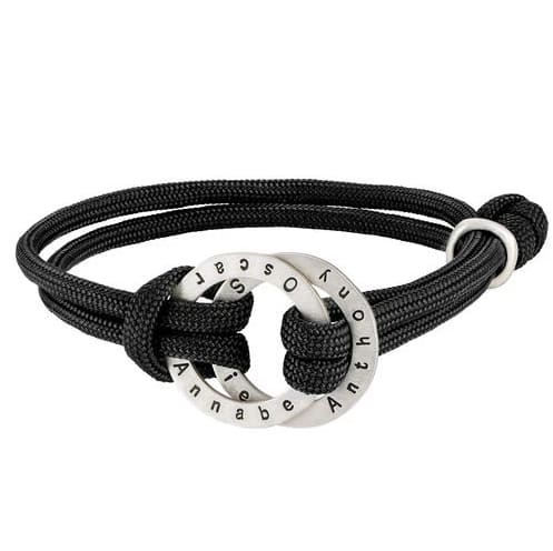 Men's Rope Bracelet with Engraved Hoop