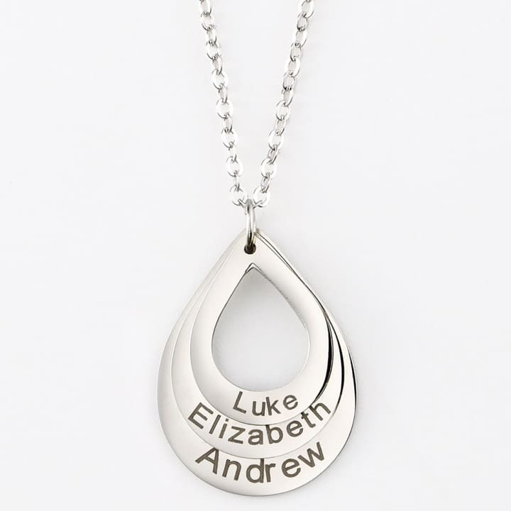 Engraved Drop Shaped Family Necklace 4