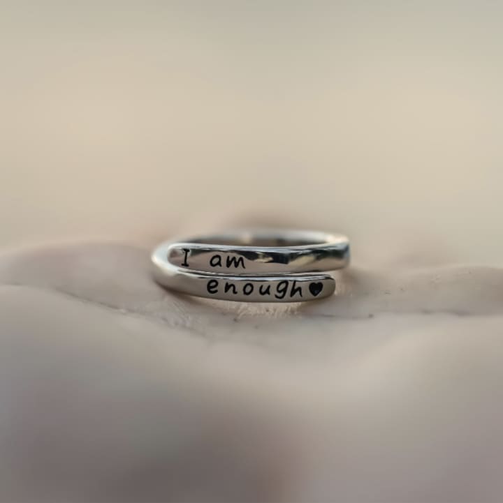 "I Am Enough" Sterling Silver Adjustable Ring