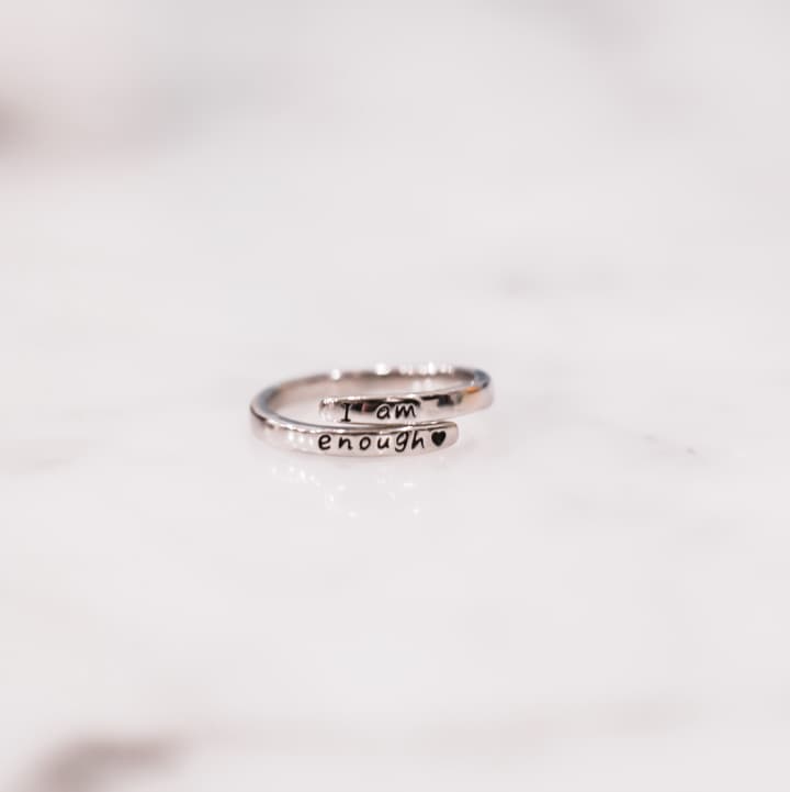 "I Am Enough" Sterling Silver Adjustable Ring 2