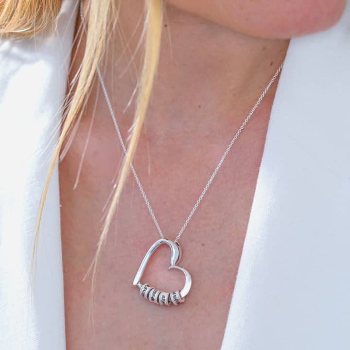 Charming Heart Necklace with Engraved Beads 3