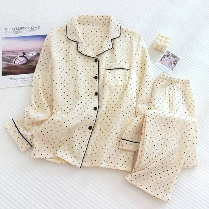 Dotted Elegance - 100% Muslin Cotton Pyjama 3