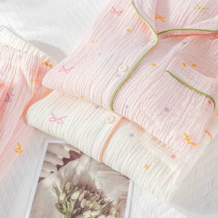 Pastel Bow - 100% Muslin Cotton Pajamas 3