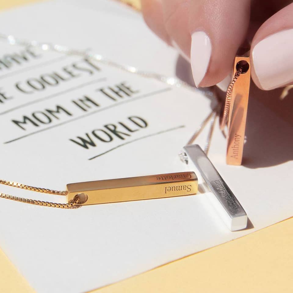 Engraved 3D Bar Necklace 5