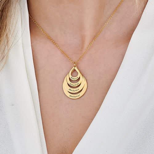 Engraved Drop Shaped Family Necklace 2