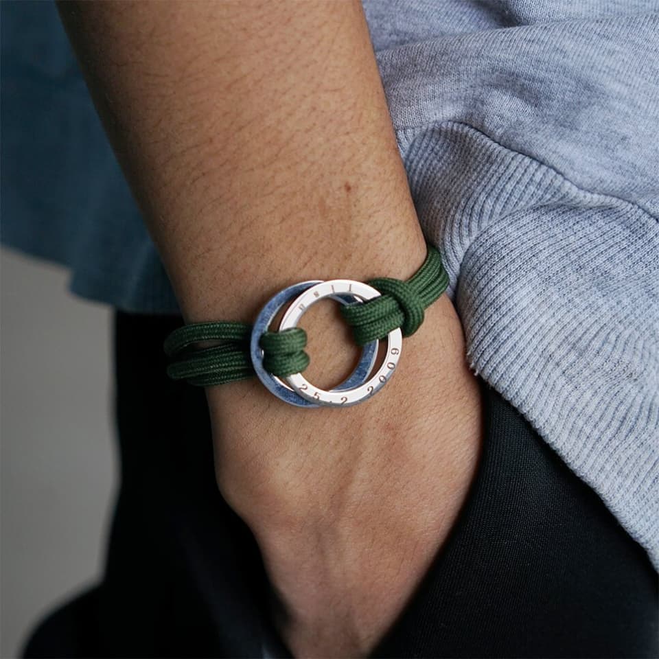 Men's Rope Bracelet with Engraved Hoop 3