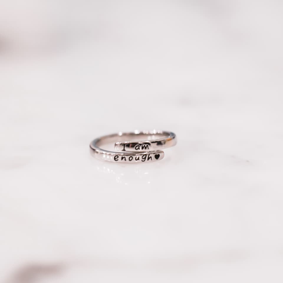 "I Am Enough" Sterling Silver Adjustable Ring 2