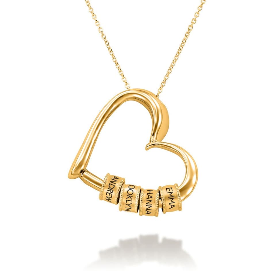 Charming Heart Necklace with Engraved Beads 1