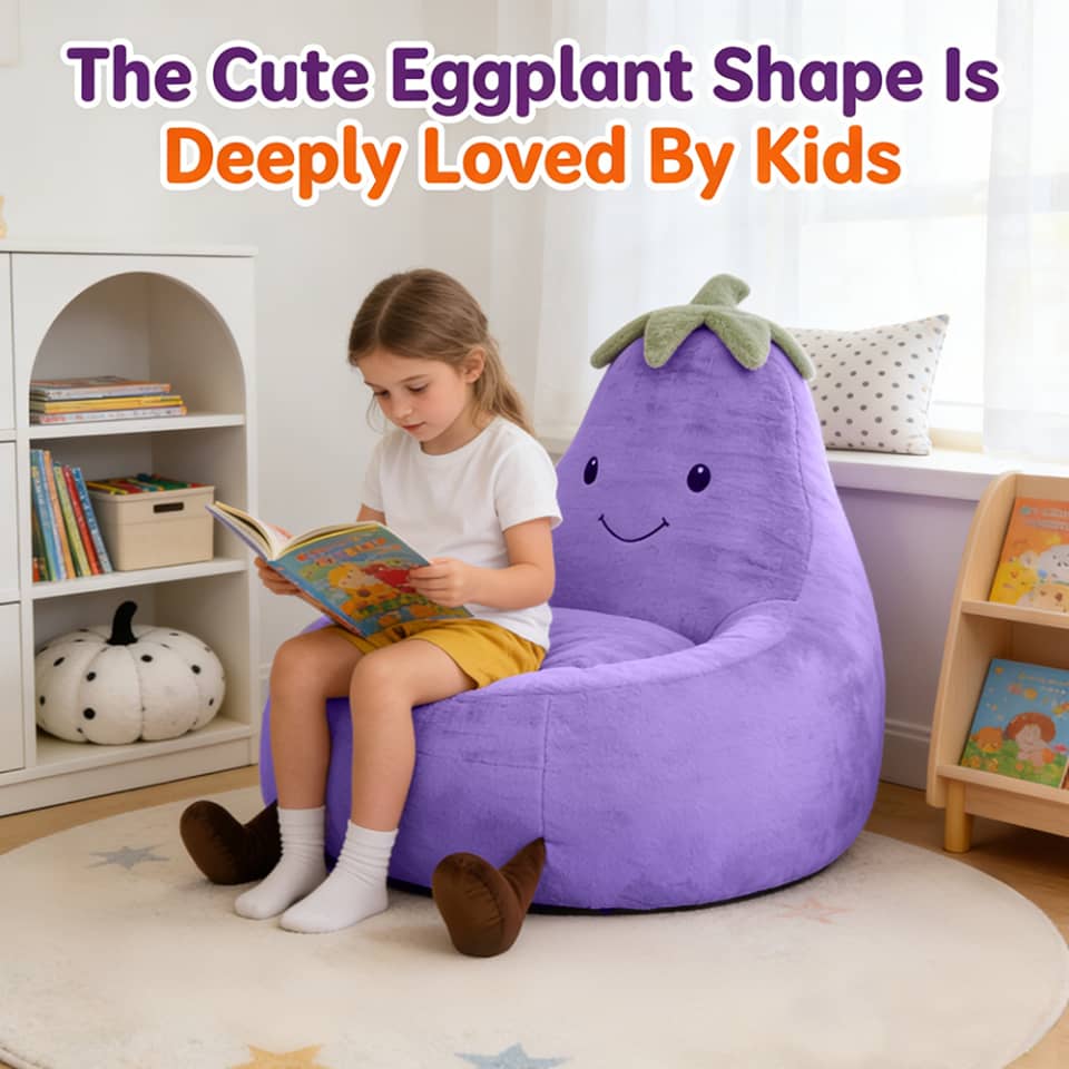 Plushfy™ Eggplant Bean Bag Chair 1