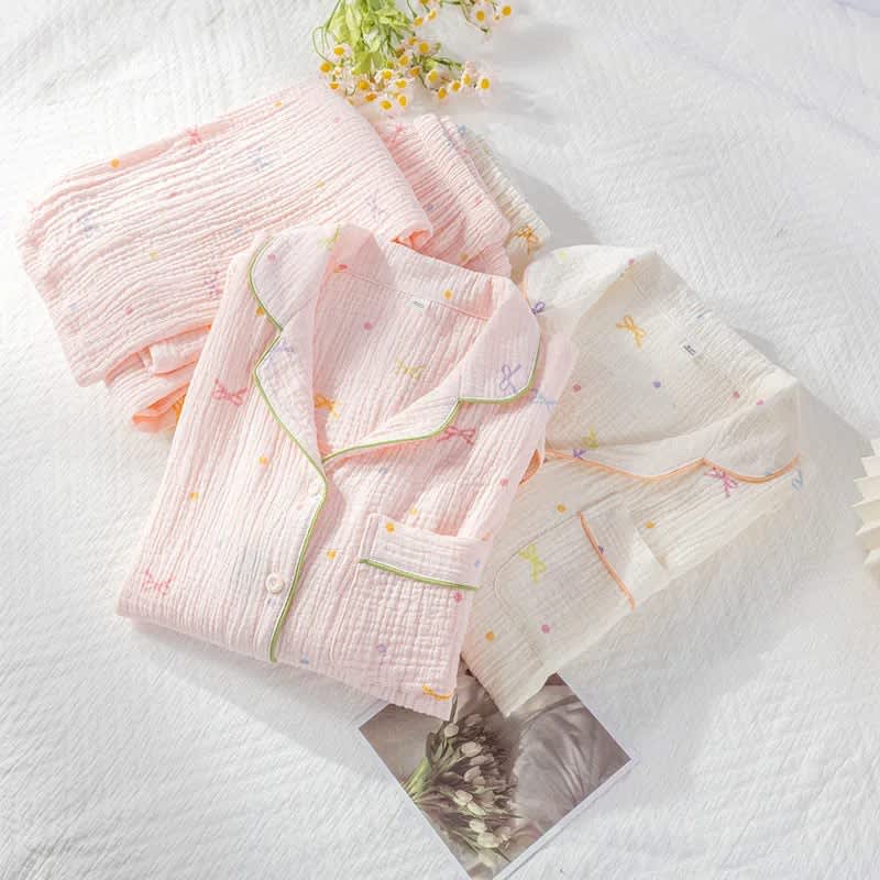 Pastel Bow - 100% Muslin Cotton Pajamas 2