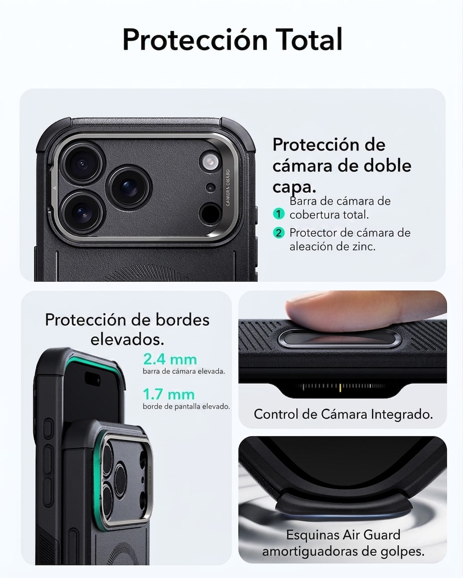 Funda Antigolpes ESR Cyber Tough con Soporte Stash Stand para iPhone 2