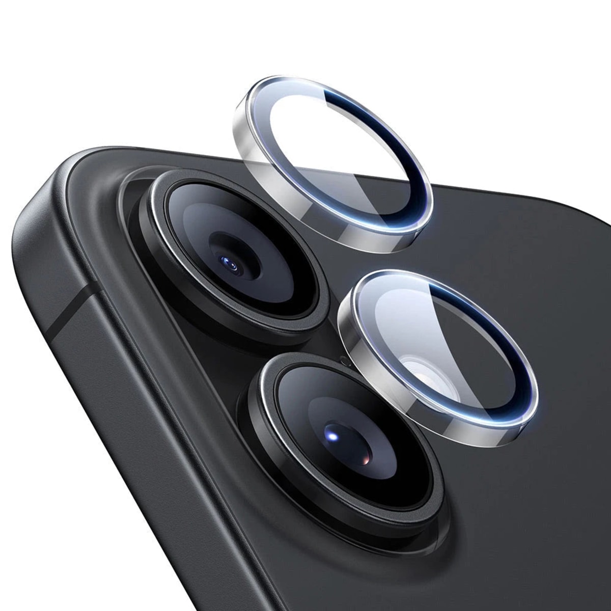 Protectores de lente Armorite transparentes para iPhone 17 instalados individualmente sobre cada cámara