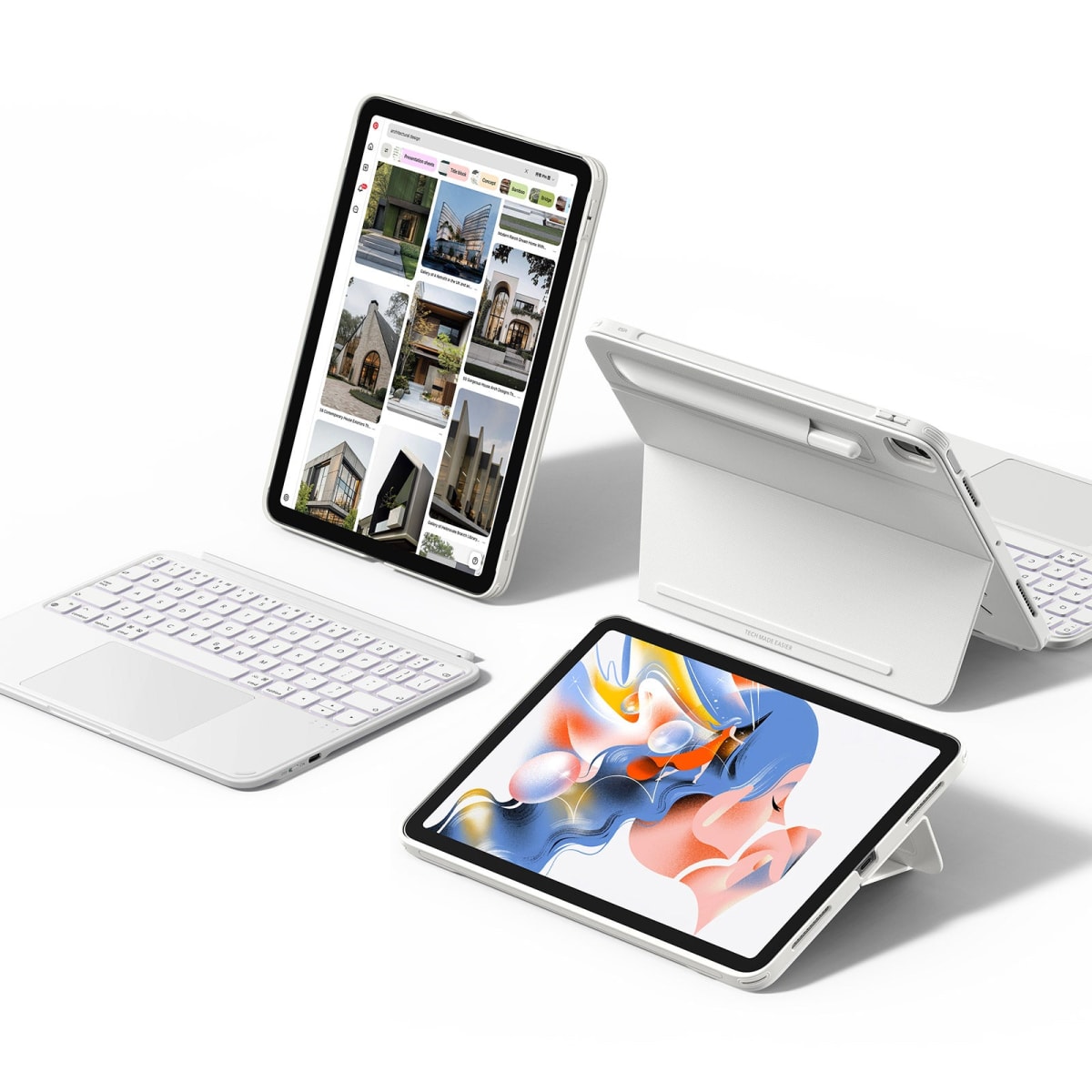 Shift Keyboard Case desmontable blanco para iPad Pro 11 pulgadas con trackpad de precisión y pantalla levantada