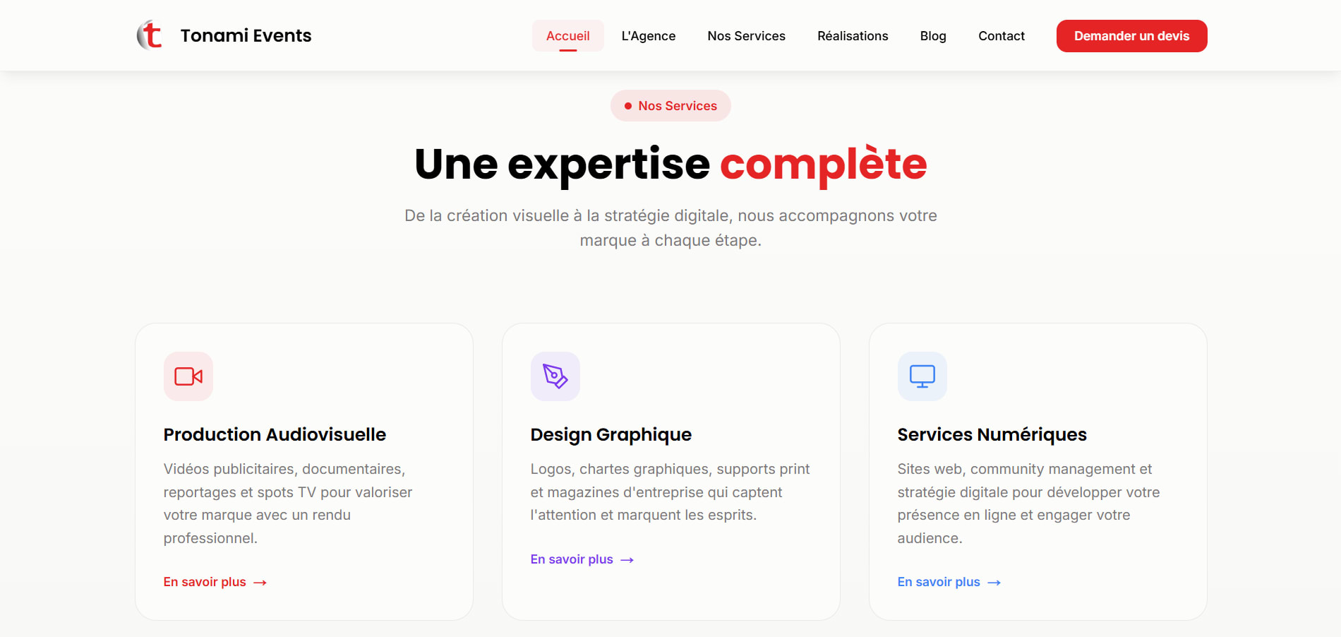 Refonte complète du site web de Tonami Events