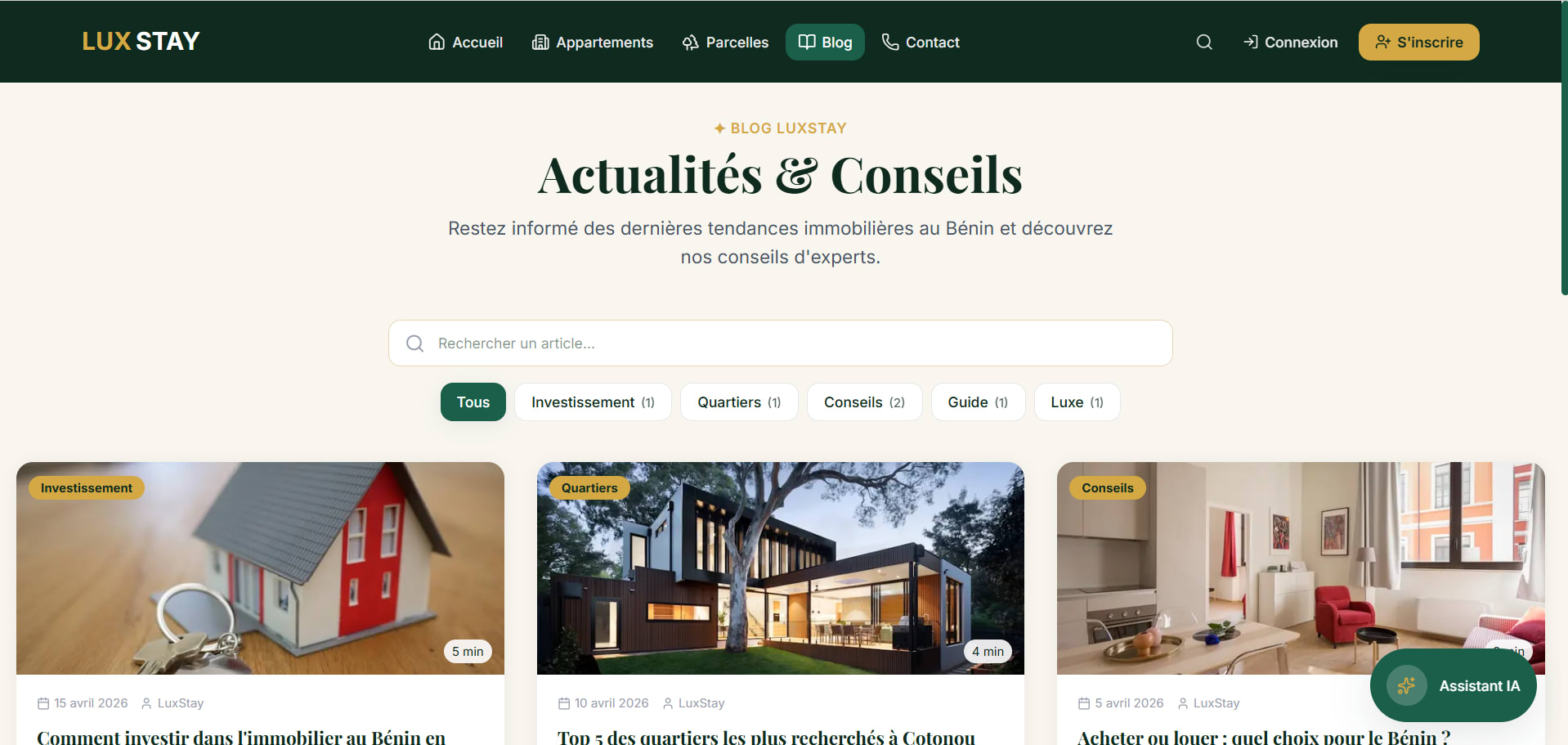 LuxStay - Plateforme immobilière SaaS B2C/B2B