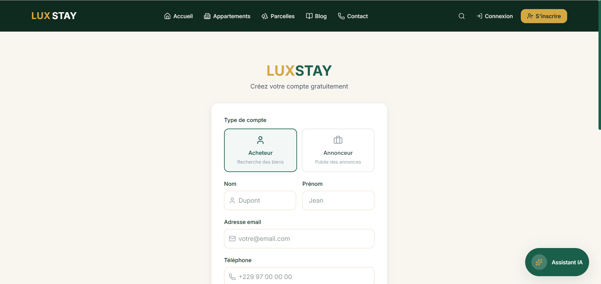 LuxStay - Plateforme immobilière SaaS B2C/B2B