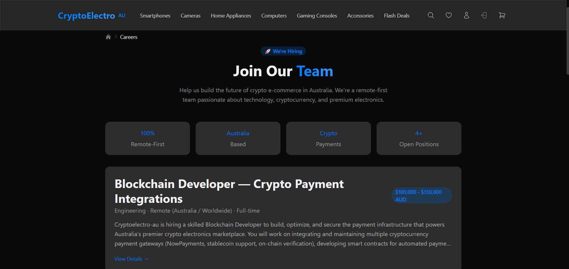 CryptoElectro AU, Marketplace Électronique avec Paiements Crypto / CB