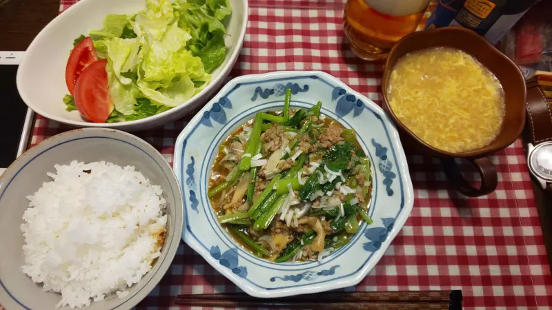 今日のぬぬめし 麻婆小松菜