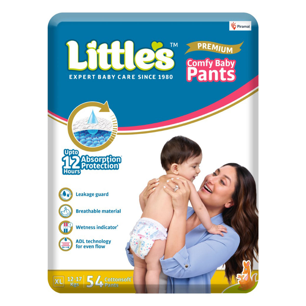 Little's Premium Comfy Baby Diaper Pants XL, 54 Count