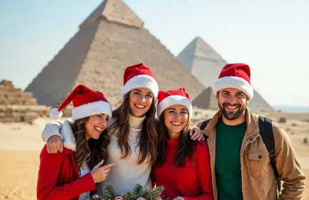 Una famiglia alle piramidi, natale in egitto