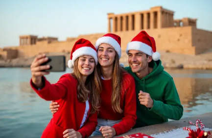 Amici che scattano selfie, pacchetti egitto capodanno