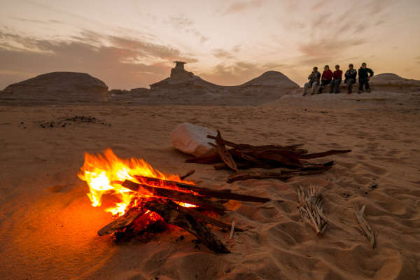 Campers in the White Desert in Egypt, 8-Day Egypt Itinerary — Cairo, White Desert National Park & Luxor