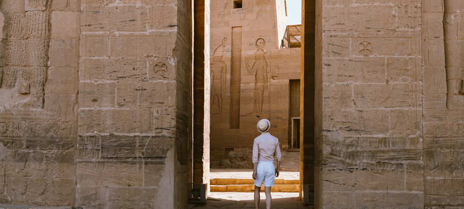 a male traveller in philae temple