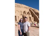 Couple standing in front of abu simbel temple, 10 Days Egypt Tour — Cairo, Nile Cruise, Hurghada & Alexandria