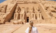 a girl in front of abu simbel temple, Egypt Christmas Vacation