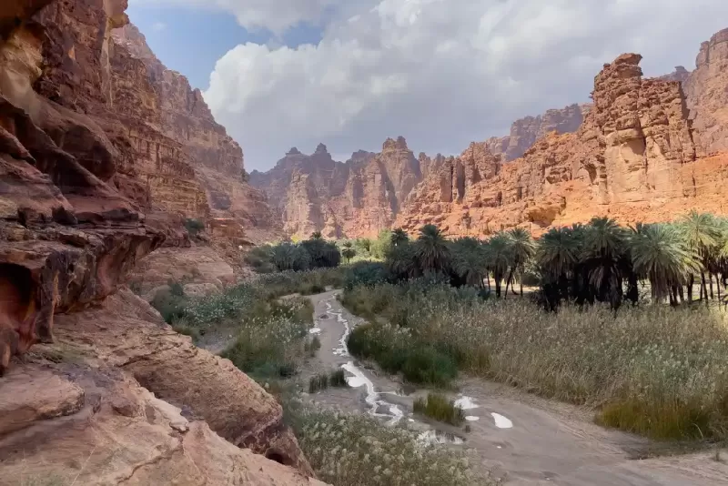 Vistas del valle de Wadi Al Disah en la región de Tabuk, en el oeste de Arabia Saudita.