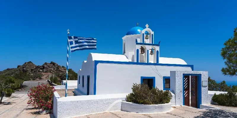 El Monasterio de Profitis Ilias, Santorini, Grecia
