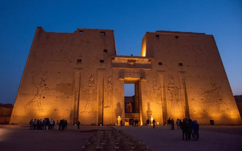 Temple of Edfu illuminated at dawn