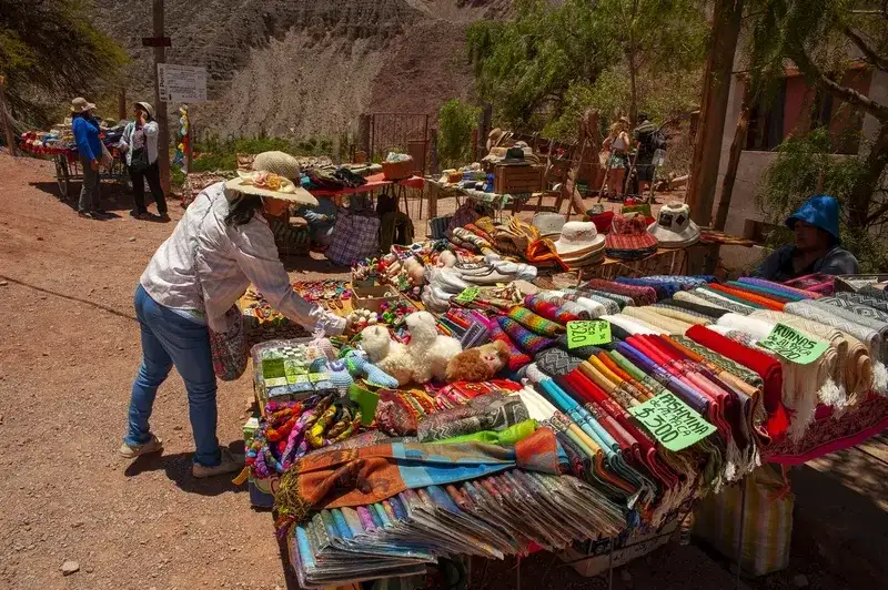 tourist buying handicrafts in Cafayate Argentina 