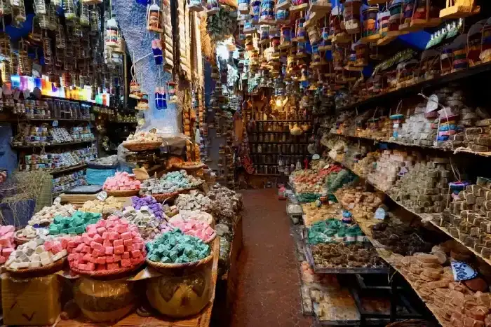 Handmade soaps for sale at a bazaar in Morocco