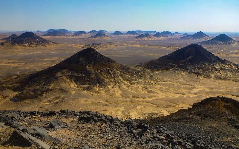 A view from above of the Black Desert, Egypt