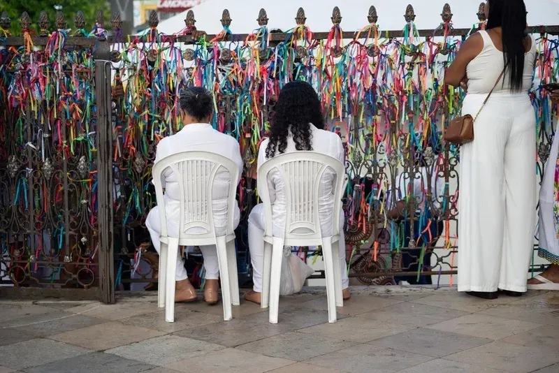 people are seen attending the Church, Salvador, Bahia.