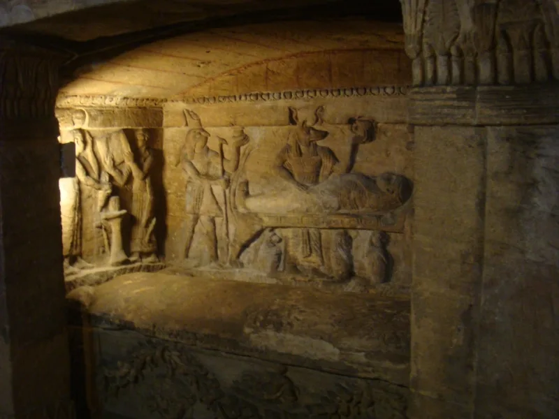 Wall Reliefs Mummification Scene,Catacombs, Alexandria