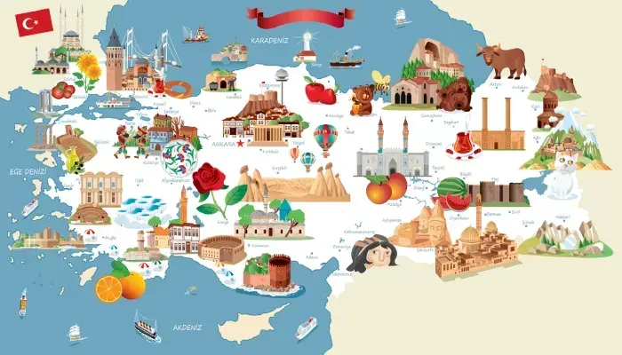 Cartoon map of Turkey