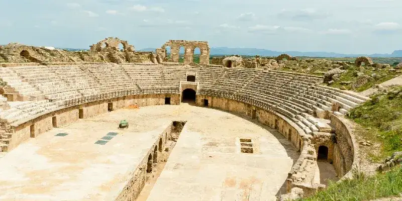 Restos del anfiteatro romano de Cartago, Túnez.