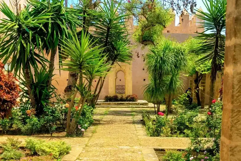 jardim-andaluz-com-palmeiras-flores-na-kasbah-dos-oudaias