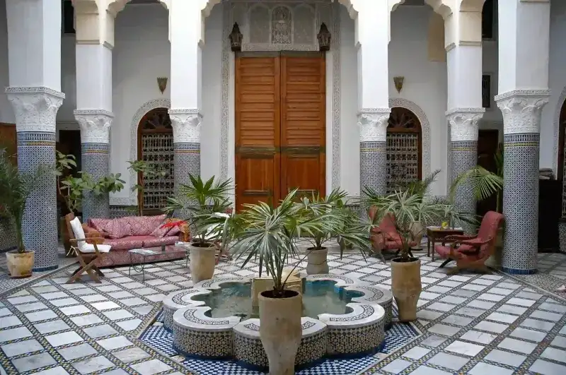 Traditional Moroccan Riad (house) - a type of traditional Moroccan house or palace with an interior garden or courtyard