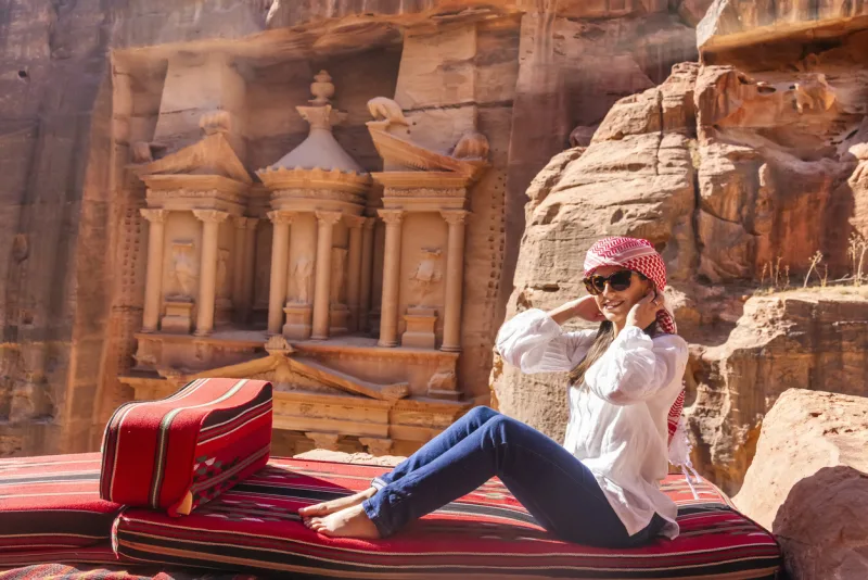 woman traveling alone to Petra Jordan, Jordan vs Egypt