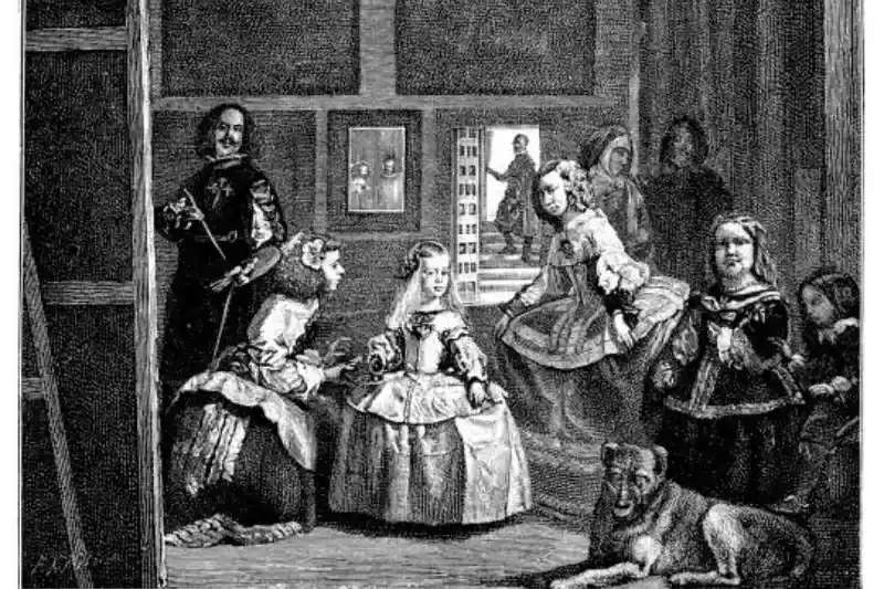 „Las Meninas“ von Diego Velázquez, ein barockes Gemälde mit der Infanta Margarita und dem Hof in Madrid