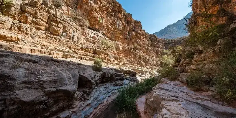 Hermoso Valle del Paraíso con una sección del valle del río Agadir en las montañas del Alto Atlas marroquí.