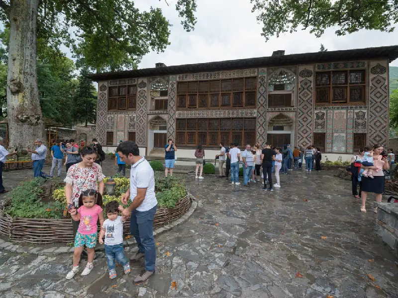 View of Shaki City Azerbaijan, Palace of Sheki Khans,The ottoman city of Azerbaijan, Aerial view of the Popular destinations in Azerbaijan, ŞəkiShaki (Azerbaijani: Şəki) is a city in northwestern Azerbaijan, surrounded by the district of the same name. 