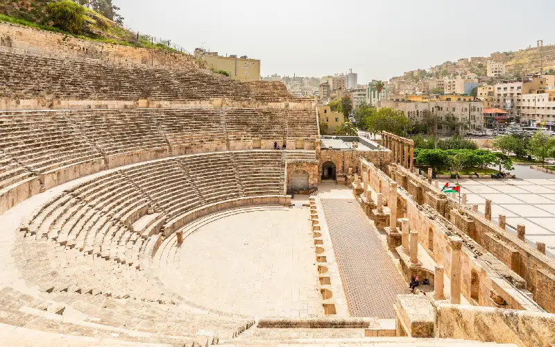 View of the Roman Theater and the city of Amman, Jordan
