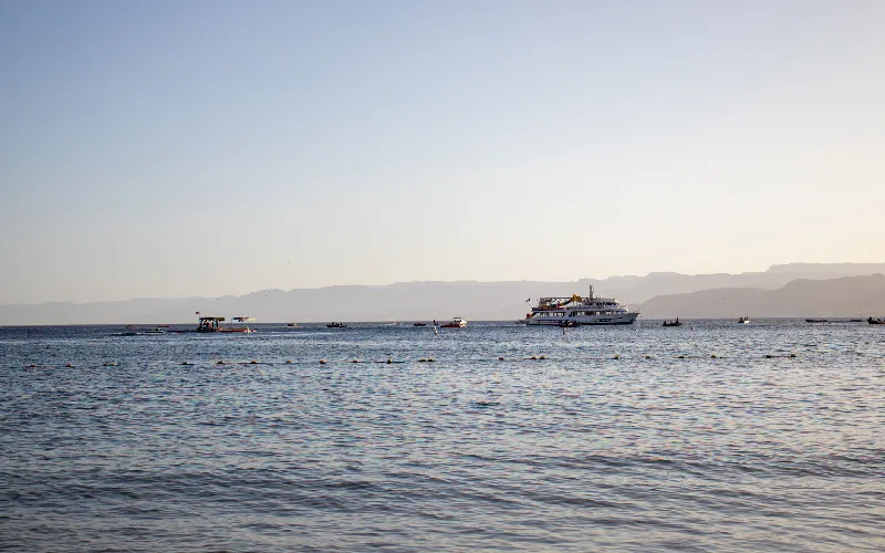 Boats sailing on red sea aqaba jordan