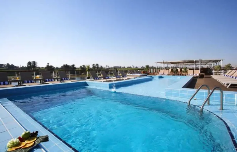Swimming pool at Mövenpick Nile Cruise at Christmas, Best Nile River Cruises 2022 Swimming pool at Mövenpick Nile Cruise at Christmas, Best Nile River Cruises 2022