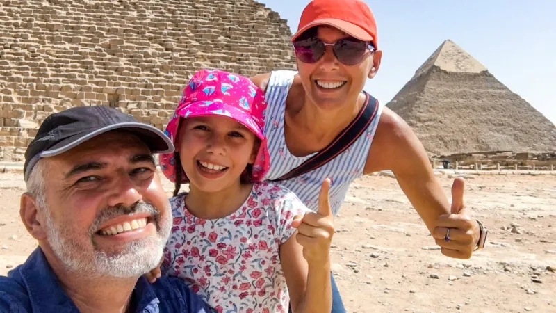 A Family Enjoying Giza Pyramids